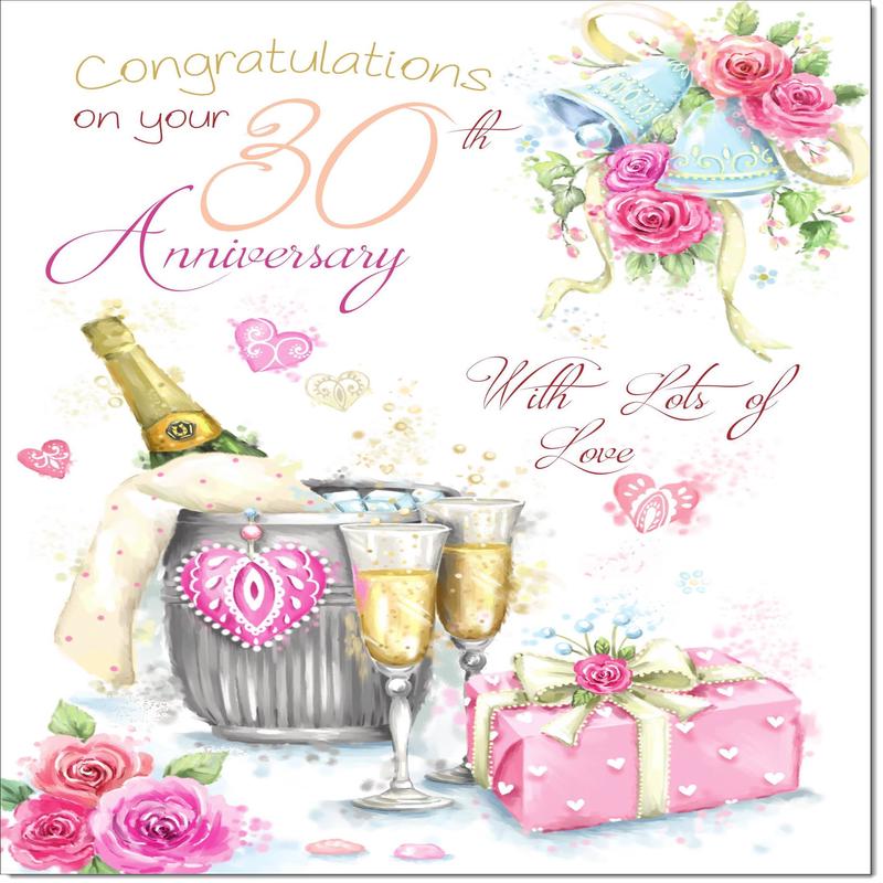 Your Pearl 30th Wedding Anniversary Card Champagne Bucket
