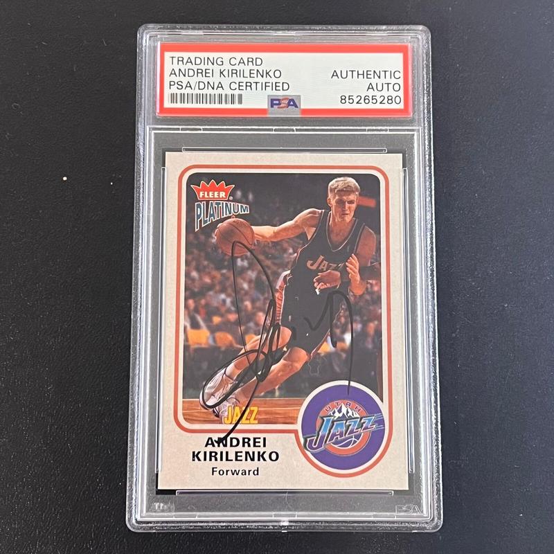 2002-03 Fleer Platinum #119 Andrei Kirilenko Signed Card AUTO PSA Slabbed Jazz