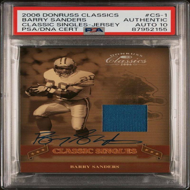 2006 Donruss Classics Classic Singles Jersey #CS-1 Barry Sanders Signed Card PSA