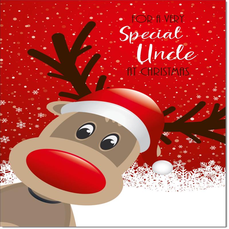 Uncle Christmas Card Rudolph in Snow