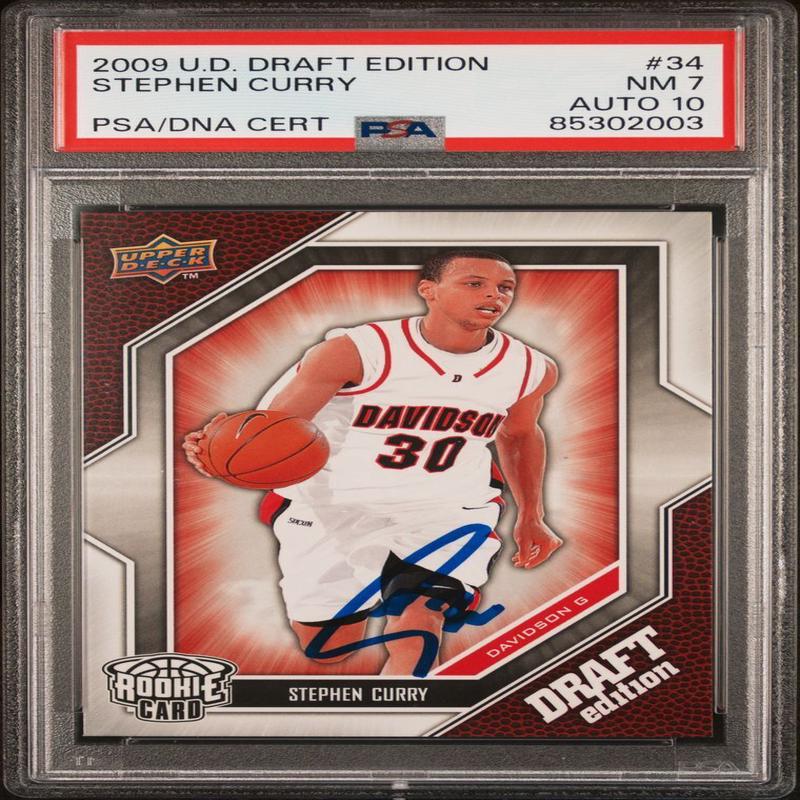 2009 UD Draft Edition #34 Stephen Curry Signed Card PSA 7 AUTO 10 PSA Slabbed Wa