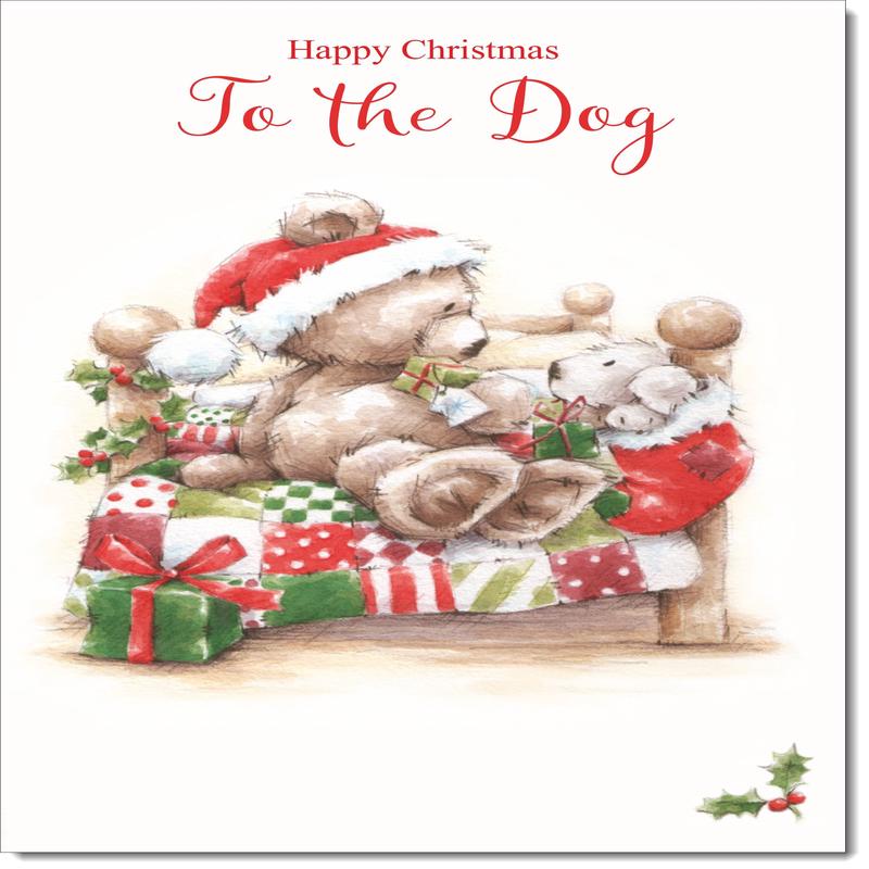 To The Dog Christmas Card Cute Bear on Bed