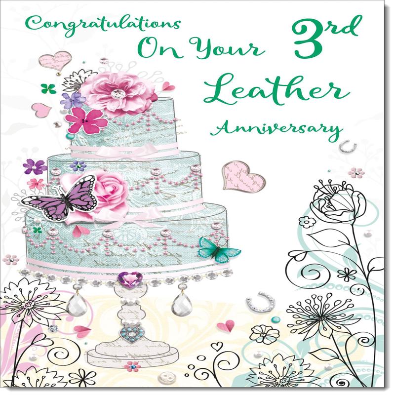 Your Leather 3rd Wedding Anniversary Card Wedding Cake