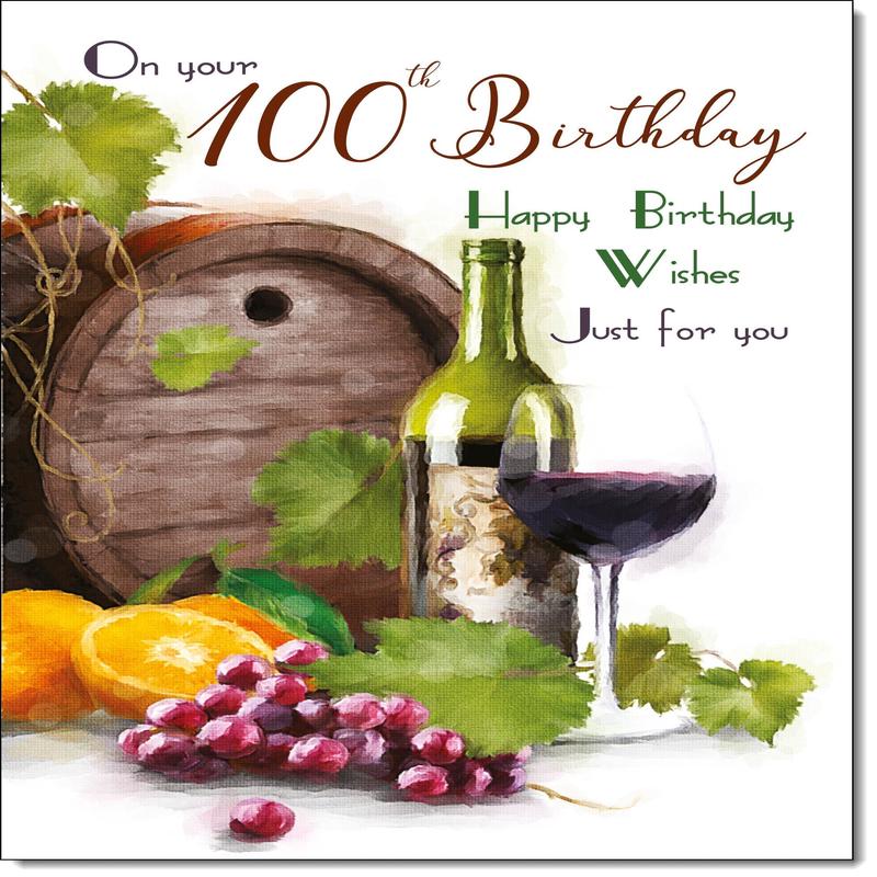100th Birthday Card Age 100 for Him Wine Vineyard