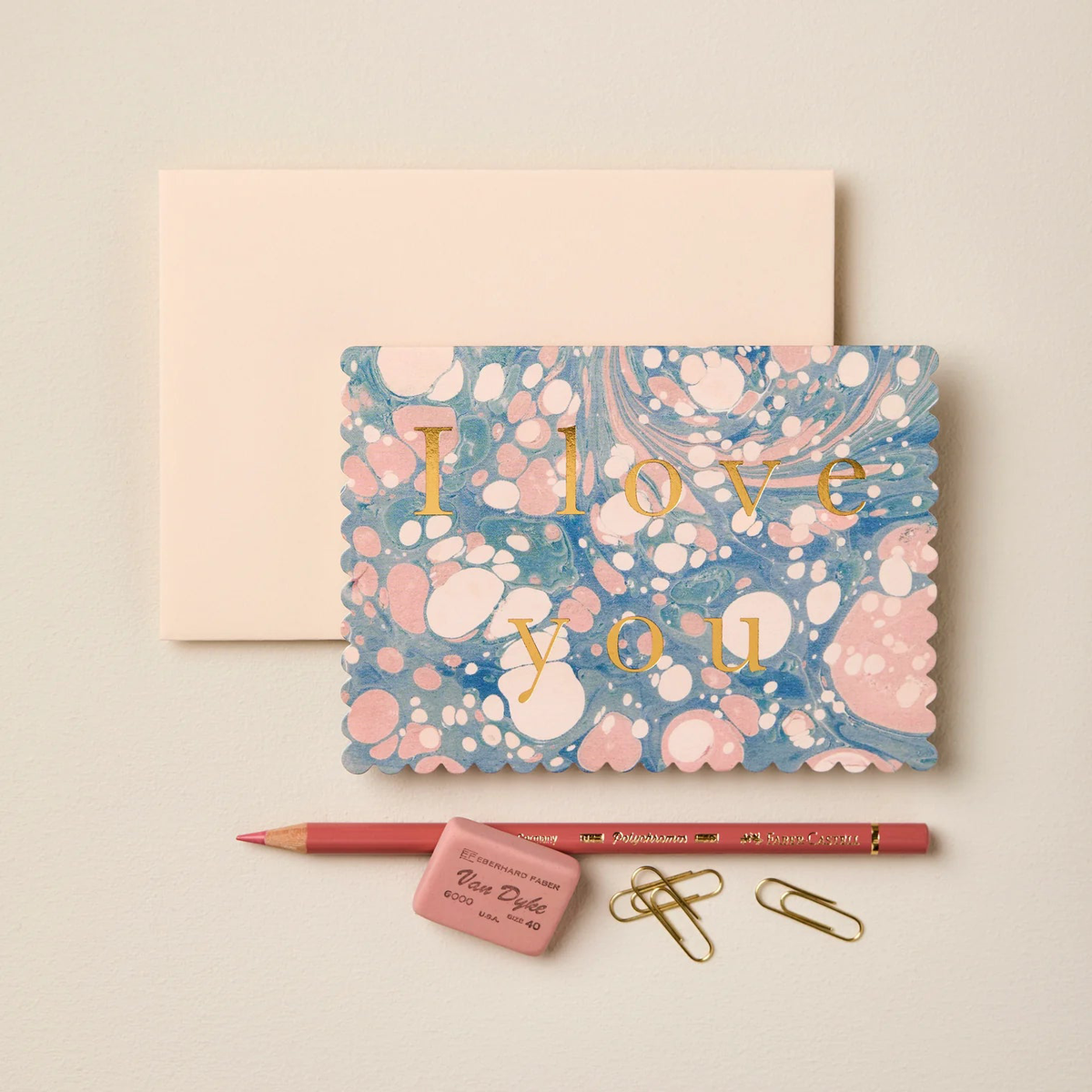 'I Love You' Pastel Marble Greetings Card