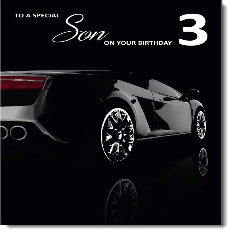 Son 3rd Birthday Card Age 3 Black Lamborghini