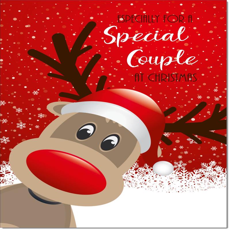 Special Couple Christmas Card Rudolph in Snow