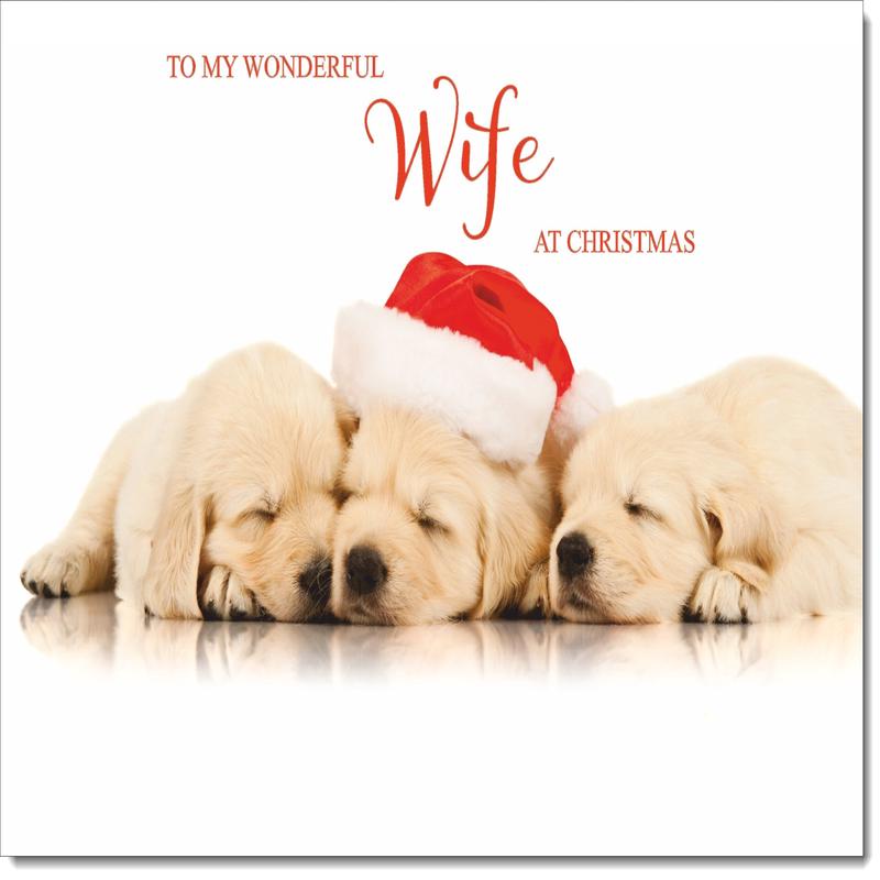 Wife Christmas Card Christmas Golden Retriever Puppies