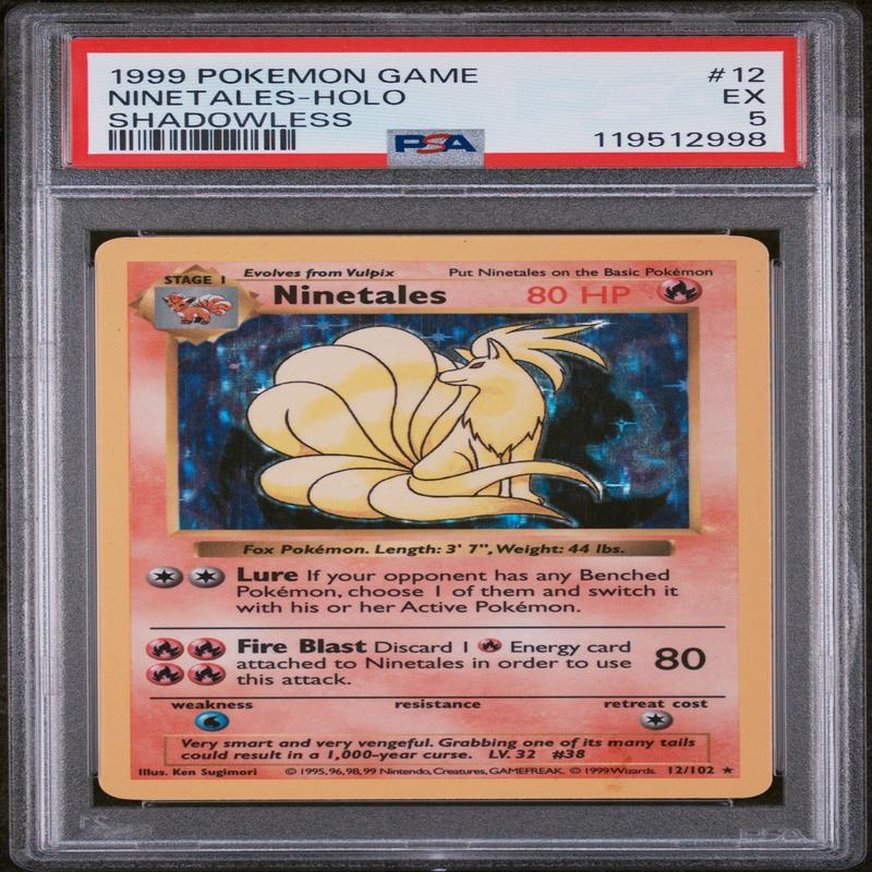 1999 Pokmon Base Set Shadowless Ninetales #12/102 Holo PSA 5