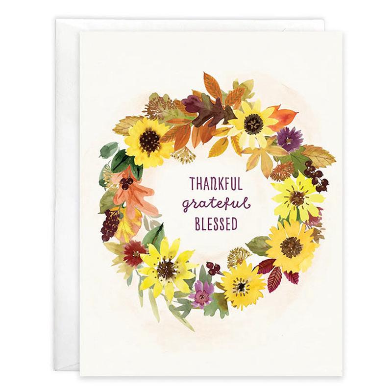 With Scripture Thanksgiving Greeting Card - Sunflower Wreath