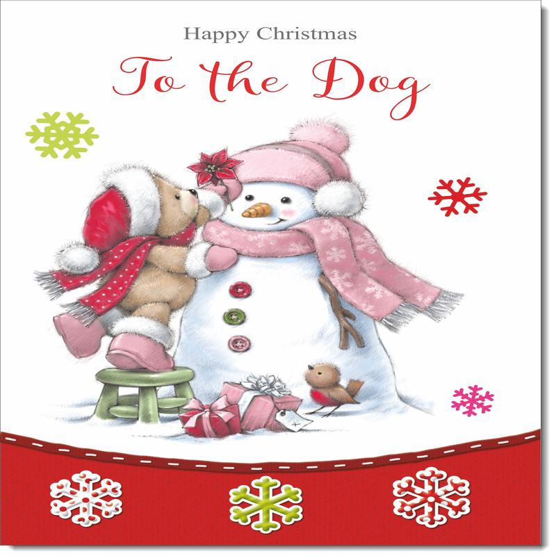 To The Dog Christmas Card Cute Bear with Snowman