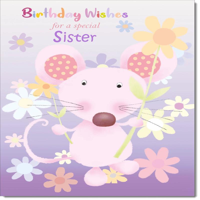 Sister Birthday Card Colouring Mouse