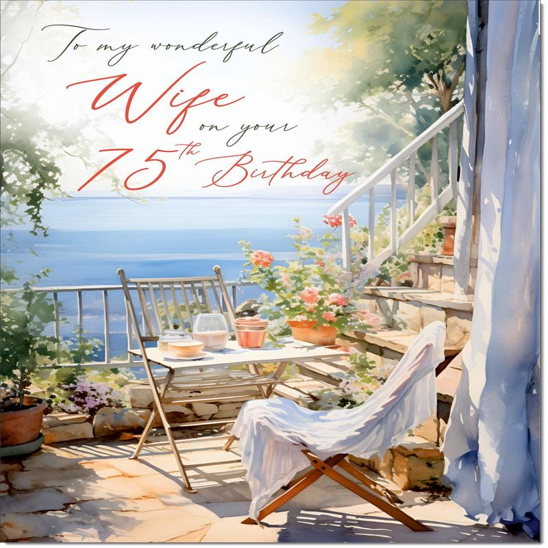 Wife 75th Birthday Card Age 75 Amalfi Coast