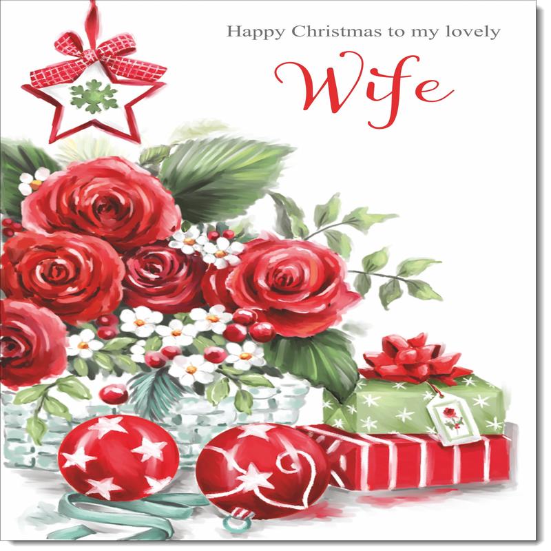 Wife Christmas Card Red Christmas Roses