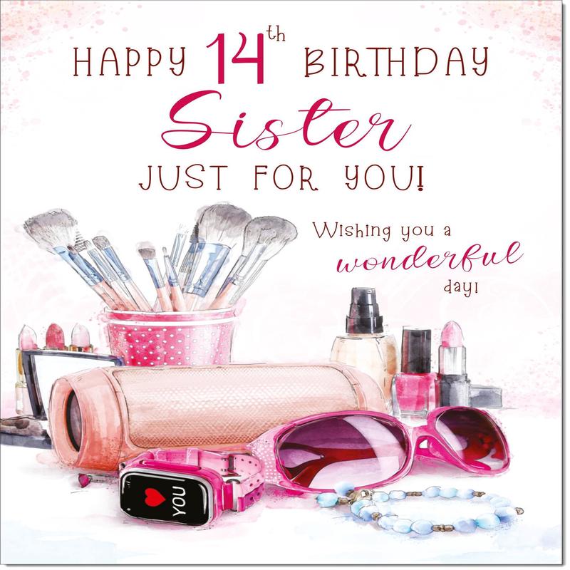 Sister 14th Birthday Card Age 14 Make-up