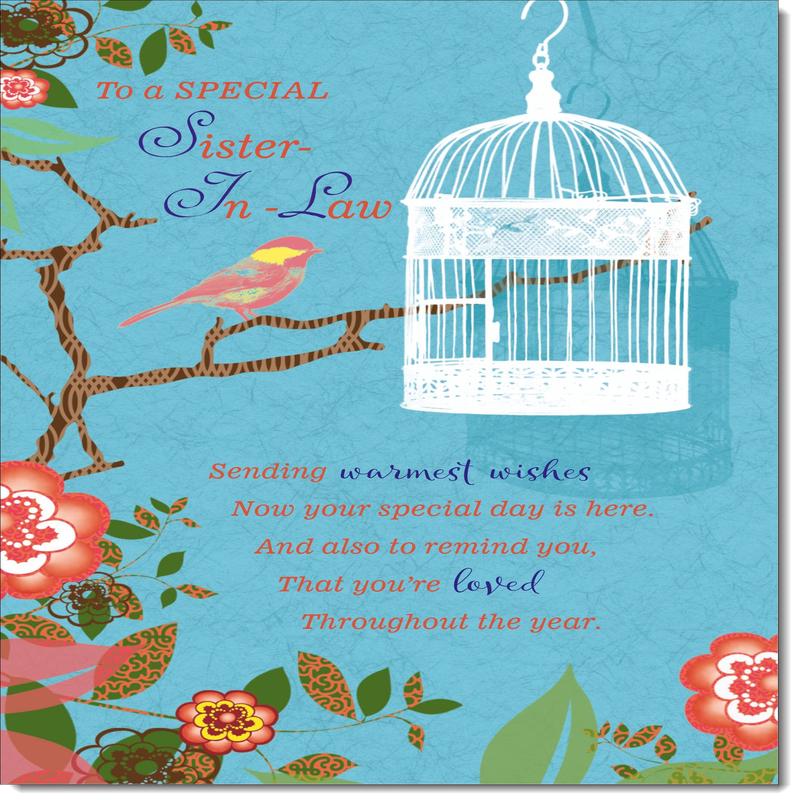 Sister-in-Law Birthday Card Birdcage