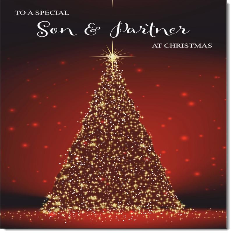 Son & Partner Christmas Card Red Christmas Tree