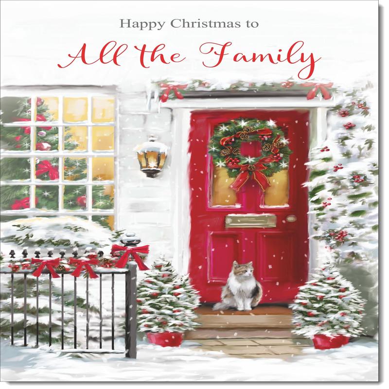 To All The Family Christmas Card Cat by Snowy Red Door