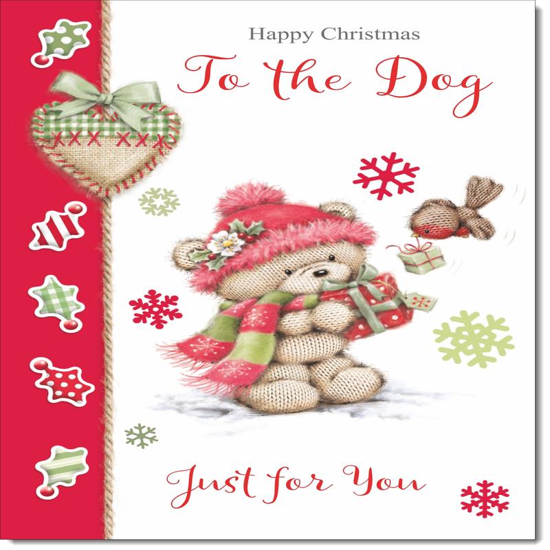 To The Dog Christmas Card Cute Bear in Pink Bobble Hat