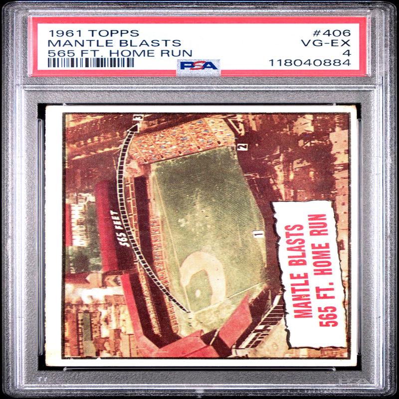 1961 Topps Baseball Baseball Thrills Mickey Mantle #406 PSA 4