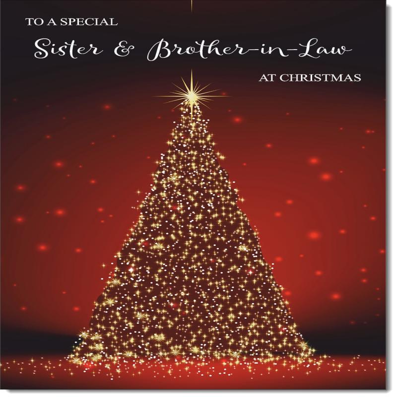 Sister & Brother-in-Law Christmas Card Red Christmas Tree