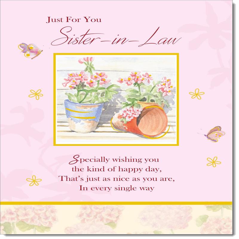 Sister-in-Law Birthday Card Garden Pots