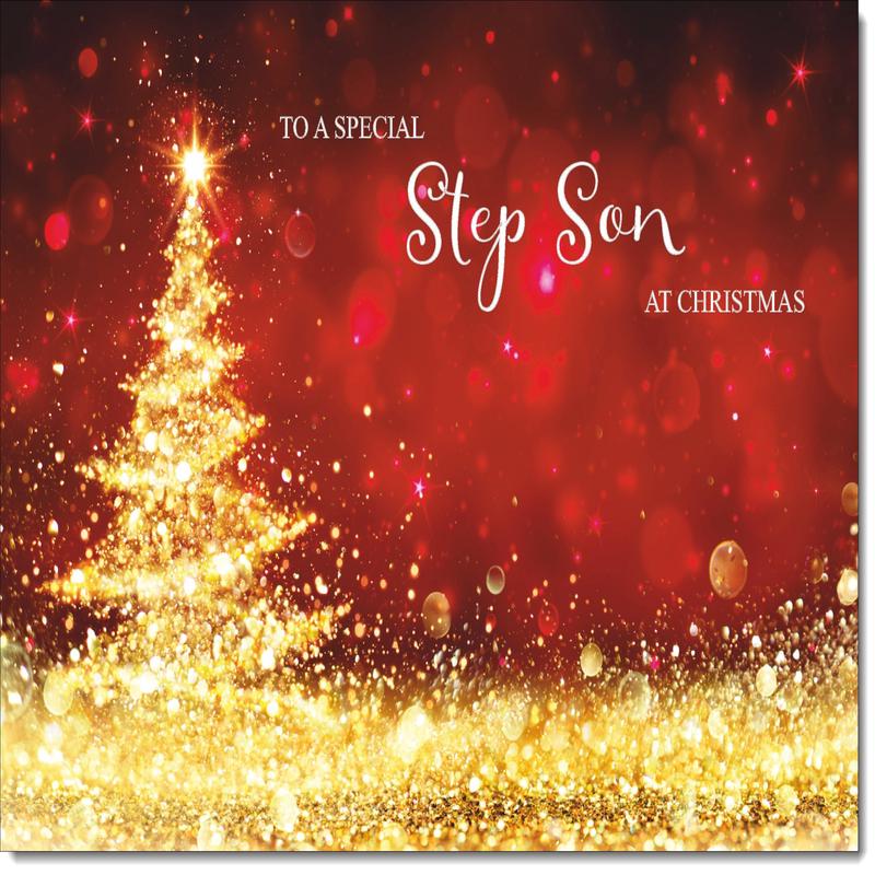 Stepson Christmas Card Gold Abstract ChristmasTree
