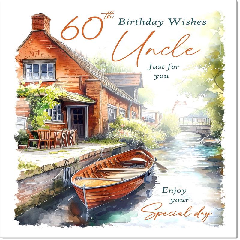 Uncle 60th Birthday Card Age 60 Canal Scene