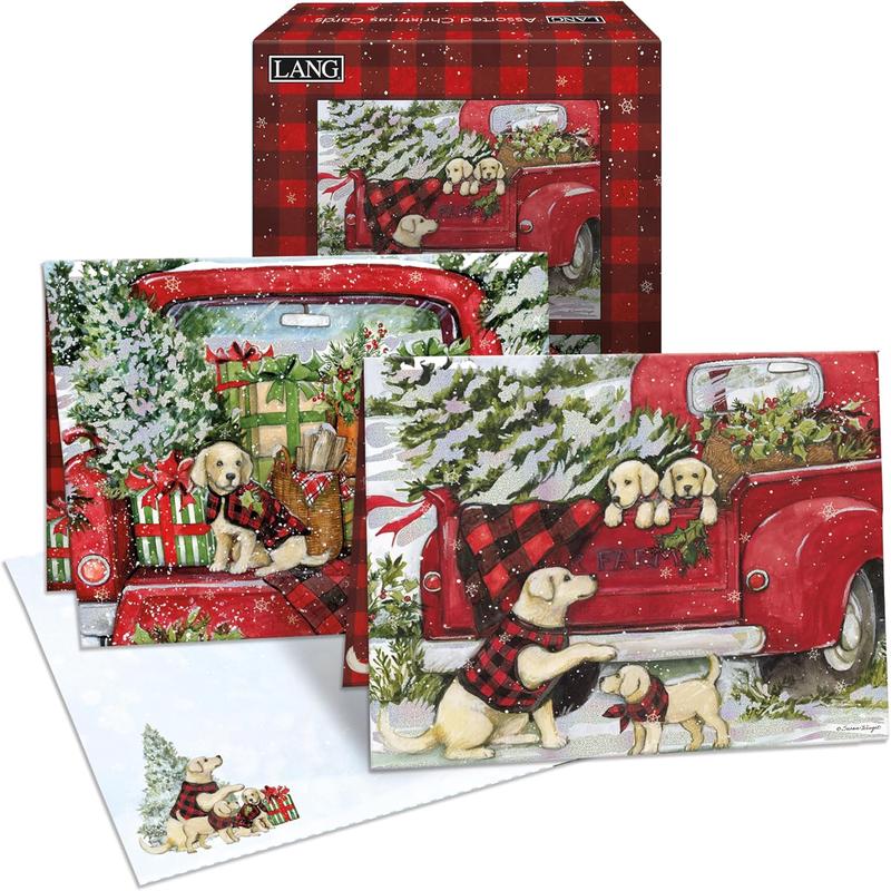 Puppies & Presents 2 Assorted Boxed Christmas Cards