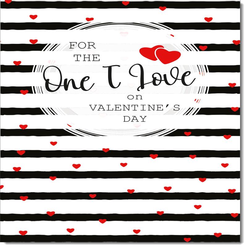 One I Love Valentines Card Love Hearts and Stripes