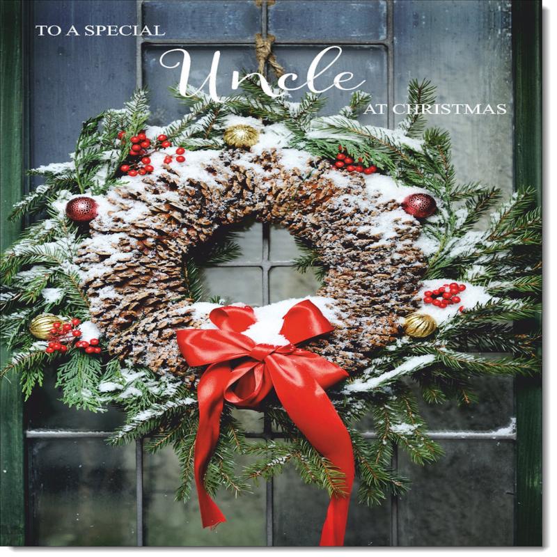 Uncle Christmas Card Christmas Wreath