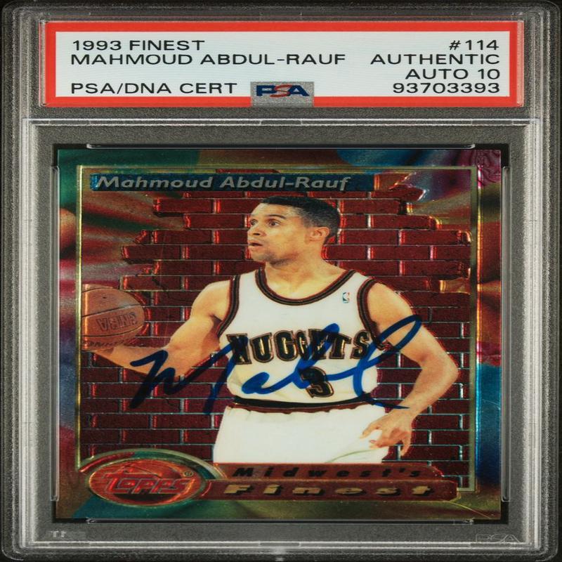 1993 Finest #114 Mahmoud Abdul-Rauf Signed Card Authentic AUTO 10 PSA/DNA Slabbe