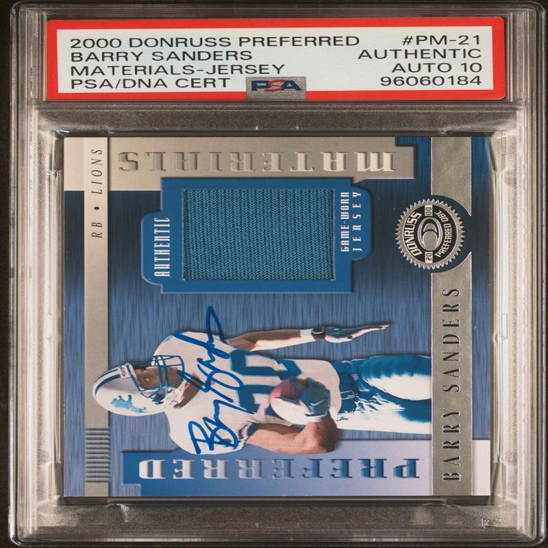 2000 Donruss Preferred Materials-Jersey #PM-21 105/200  Barry Sanders Signed PSA