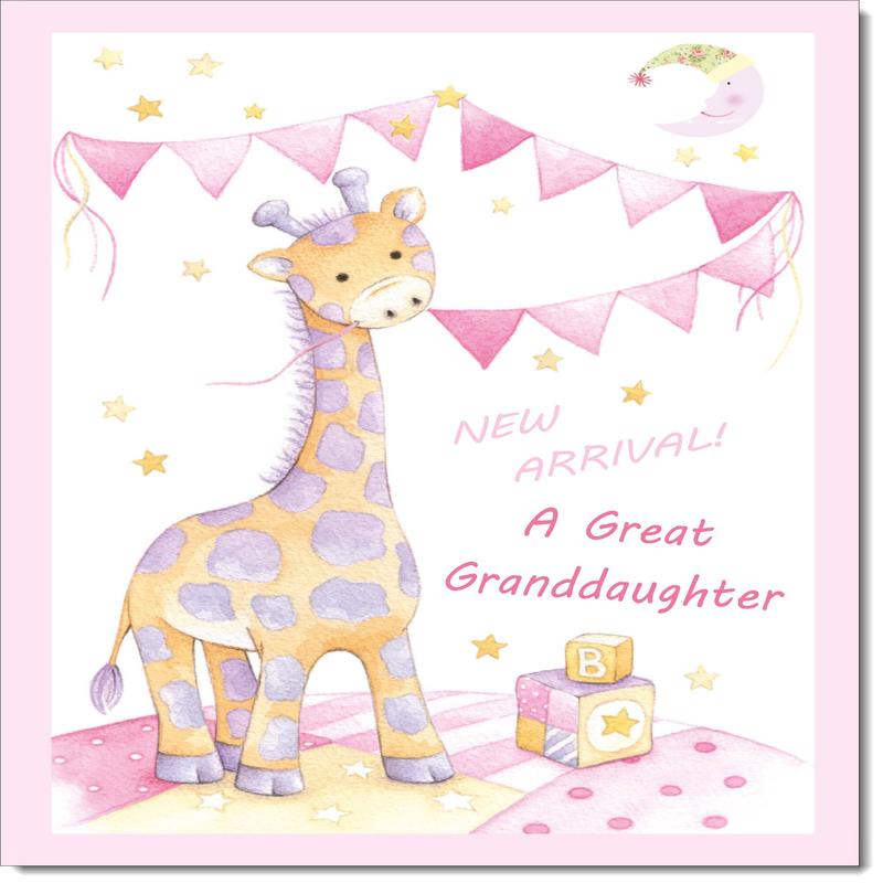 On The Birth Of Your Granddaughter New Baby Girl Congratulations Card Giraffe