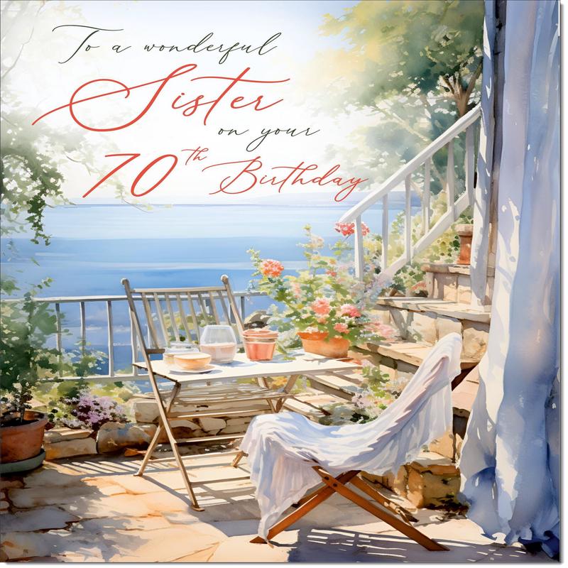 Sister 70th Birthday Card Age 70 Amalfi Coast