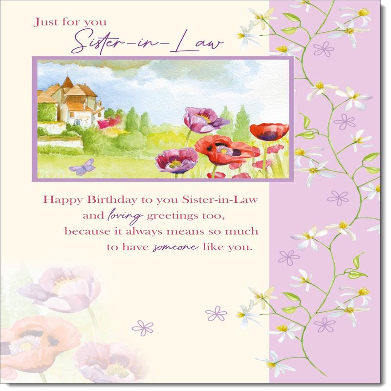 Sister-in-Law Birthday Card Garden view