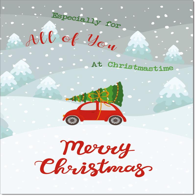 To All Of You Christmas Card Christmas Tree on Car