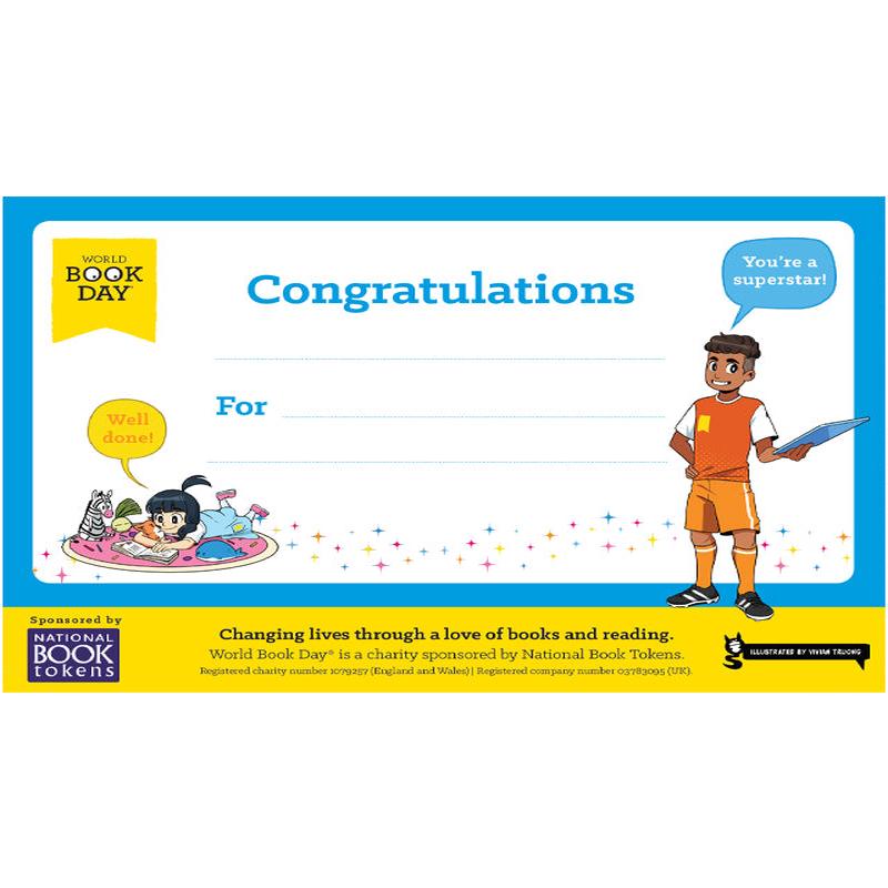World Book Day A5 Certificate