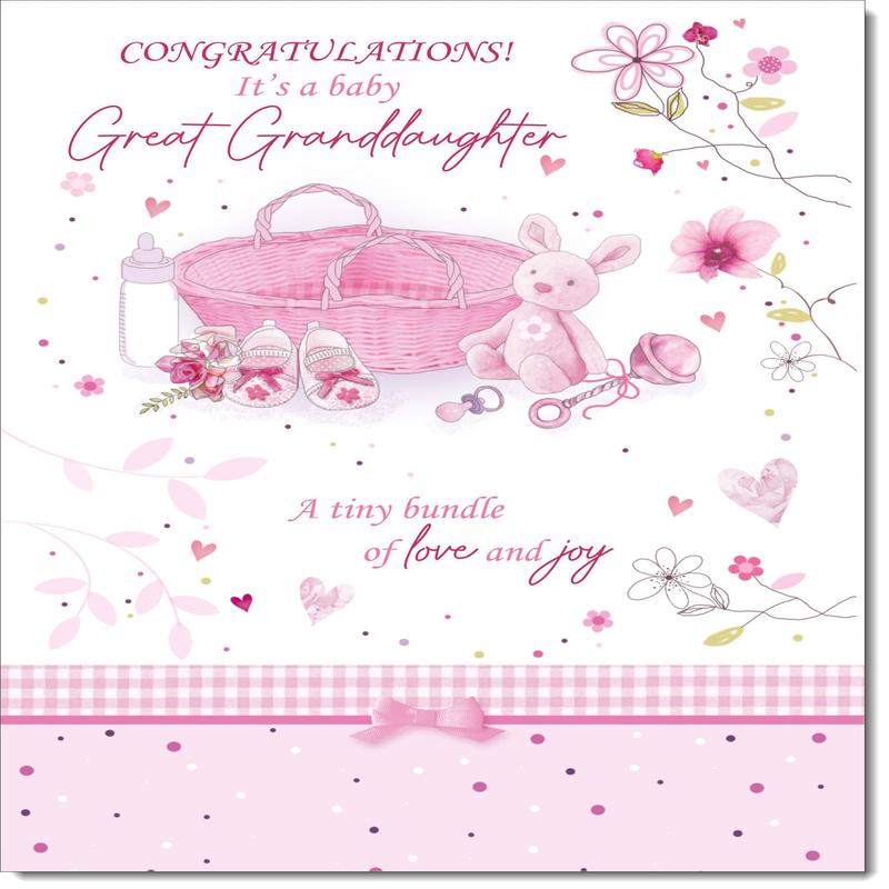 On The Birth Of Your Granddaughter New Baby Girl Congratulations Card Moses Basket