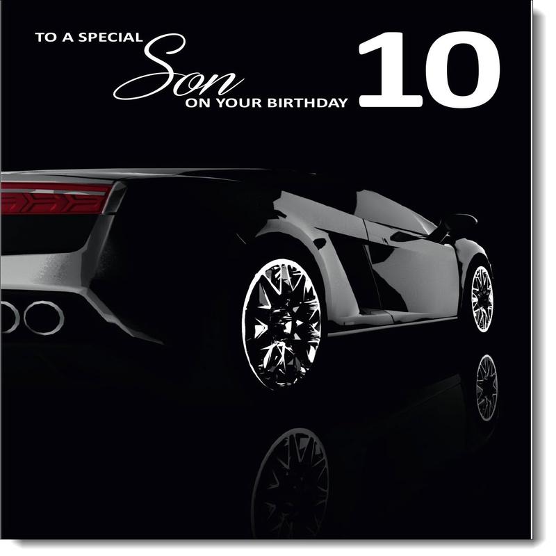 Son 10th Birthday Card Age 10 Black Lamborghini