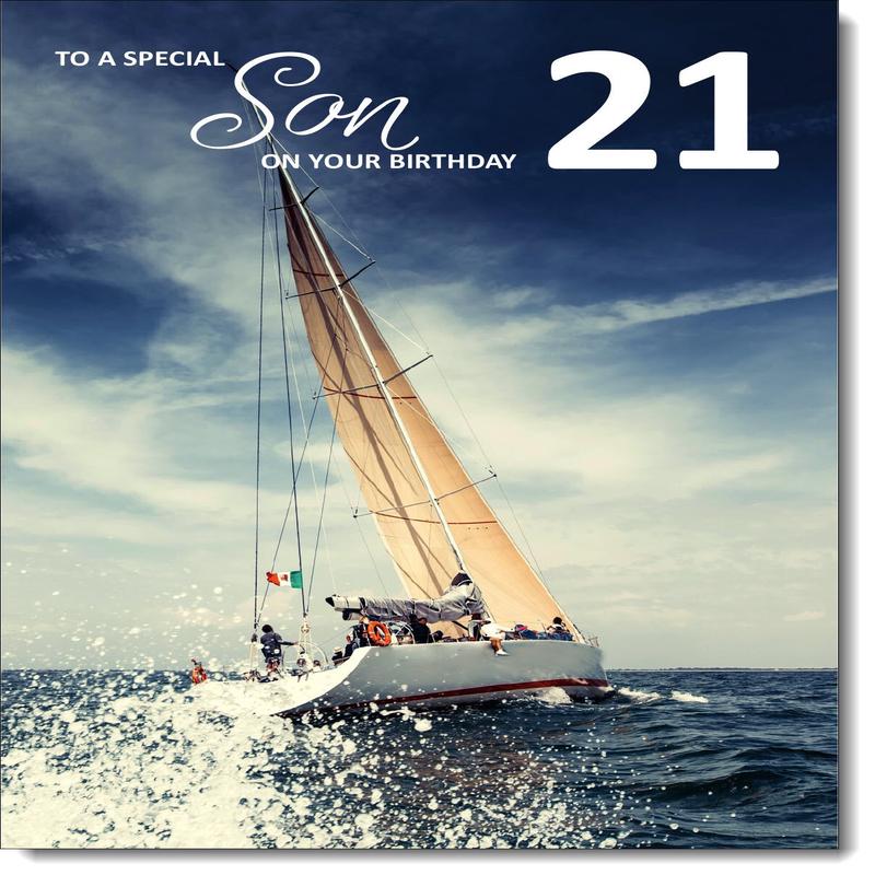 Son 21st Birthday Card Age 21 Sailing Boat