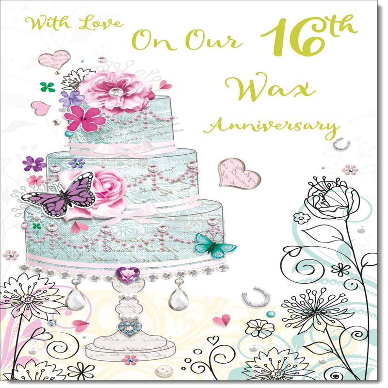 Our Wax 16th Wedding Anniversary Card Wedding Cake