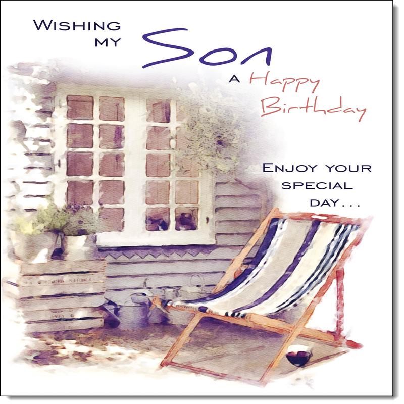 Son Birthday Card Relaxing Deck Chair