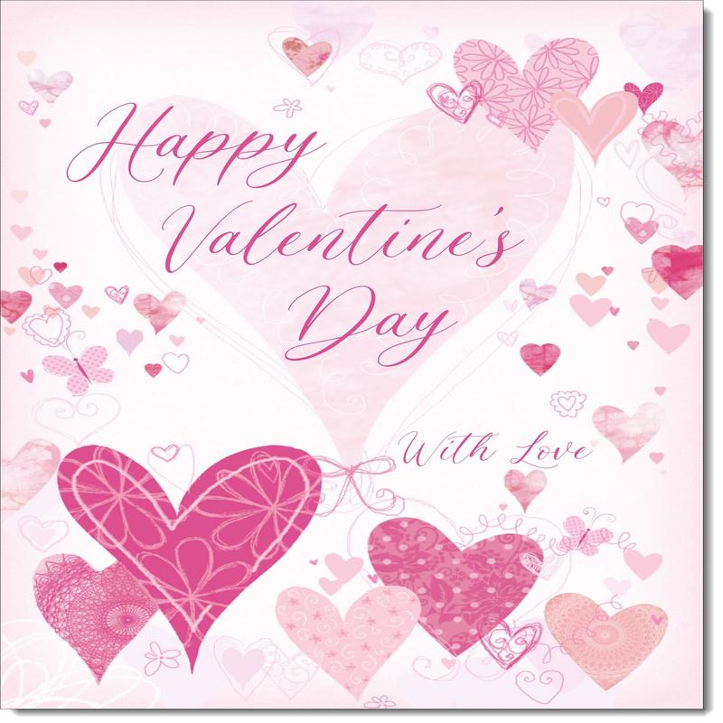Valentines Card Pink Love Hearts