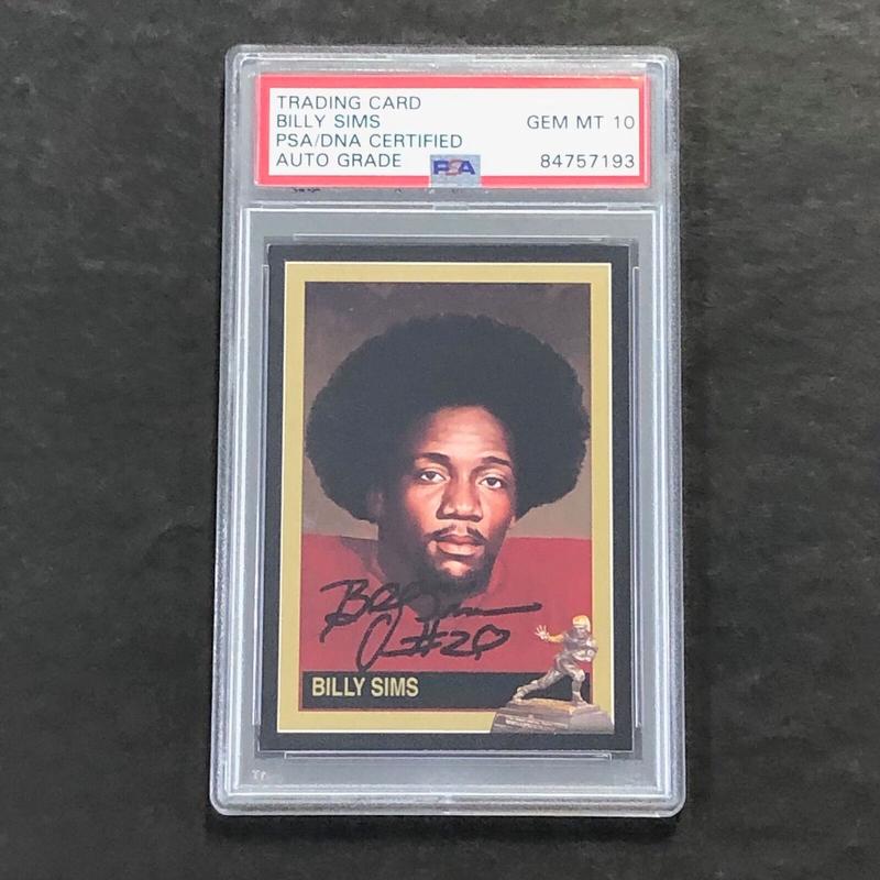 1992 Football Card #44 Billy Sims Signed Card PSA Slabbed Auto GRADE 10 Oklahoma