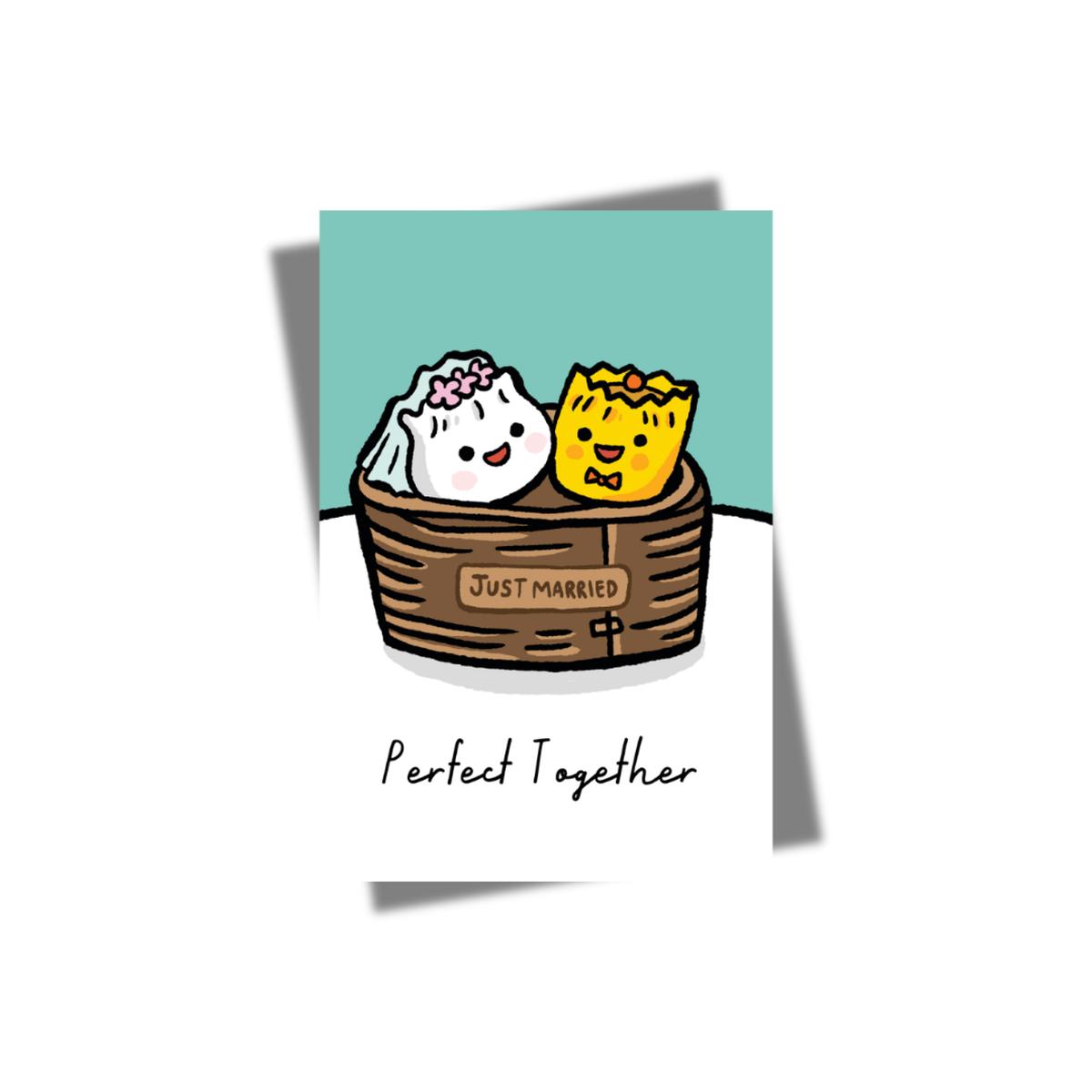 Perfect Together Dumpling Wedding Greeting Card