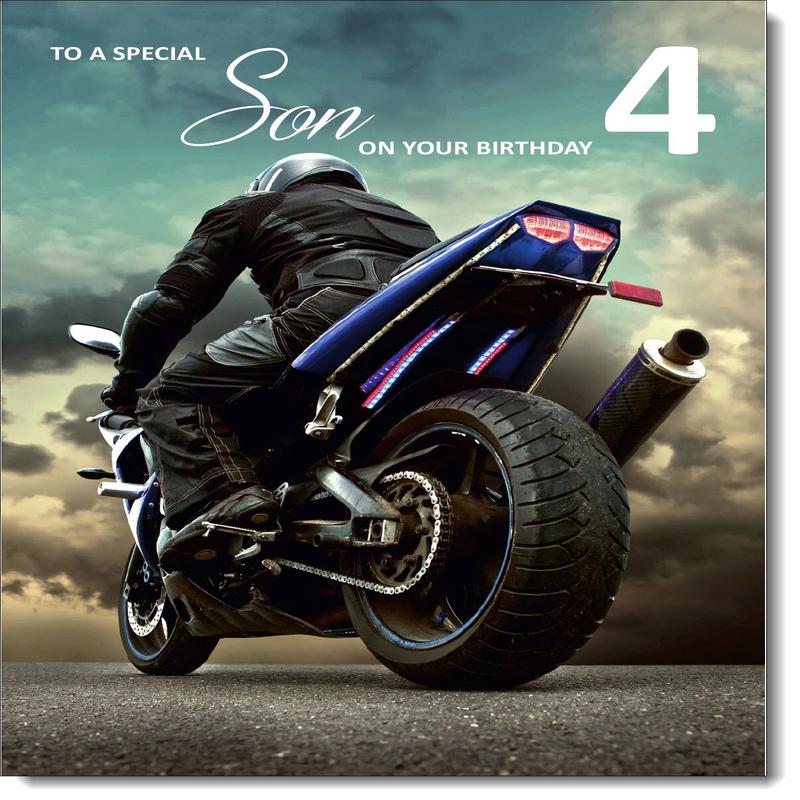 Son 4th Birthday Card Age 4 Motorbike
