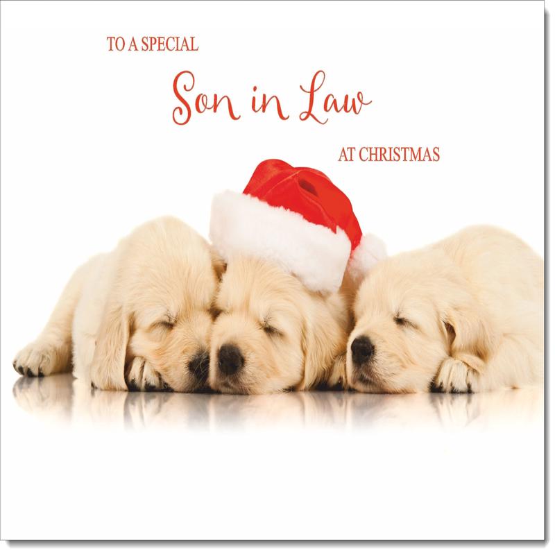 Son-in-Law Christmas Card Christmas Golden Retriever Puppies