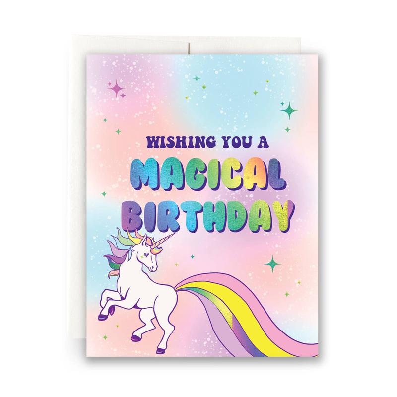 Unicorn Wishing Magical Birthday Holo Card
