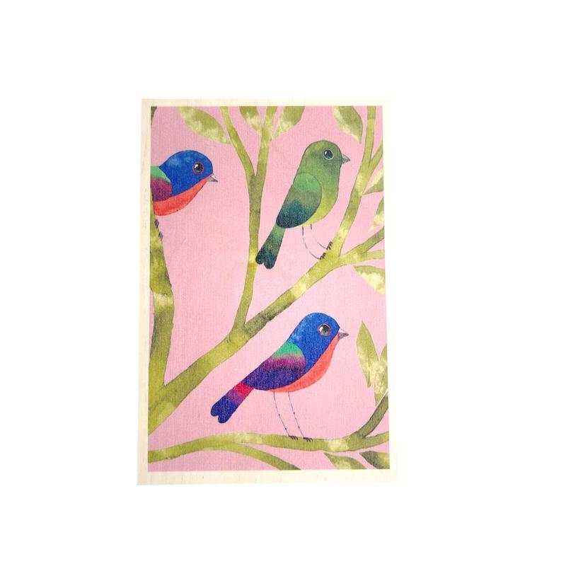 Wooden postcard - birds 5
